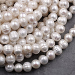 Huge Jumbo Genuine White Freshwater Pearl 12mm Off Round Pearl Shimmery Iridescent Classic White Pearl 16" Strand