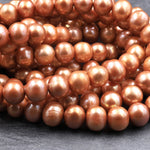 Large Copper Gold Pearl 10mm Off Round Potato Pearl Shimmery Pearly Iridescent Sun Kissed Golden Genuine Freshwater Pearl 16" Strand