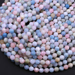 Natural Blue Aquamarine Pink Morganite Beads Faceted 6mm 8mm 10mm Round Gemstone New Double Hearted Star Cut 16" Strand