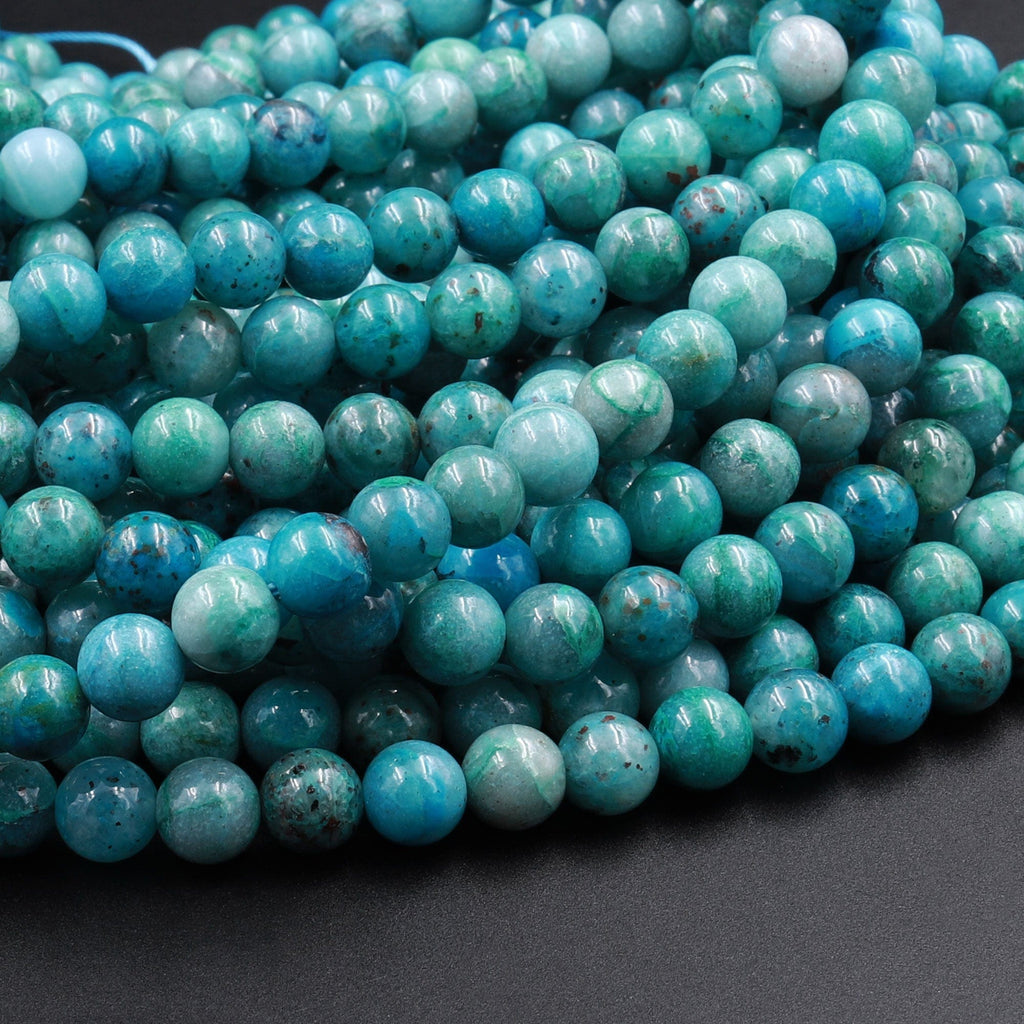 Natural Chrysocolla Beads 6mm 7mm 8mm 10mm 12mm Round Real Natural Blue Green Chrysocolla Gemstone From Arizona 16" Strand