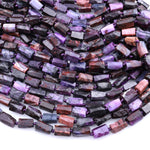 Raw Genuine Natural Sugilite Faceted Rectangle Tube Beads 16" Strand