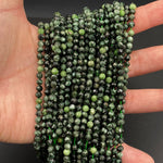 Genuine Natural Seraphinite Faceted Round Beads 2mm 3mm 4mm Micro Diamond Cut Green Gemstone From Russia 15.5" Strand