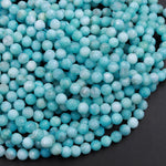 Micro Faceted Peruvian Amazonite Round Beads 4mm 6mm 8mm Stunning Natural Blue Laser Diamond Cut Gemstone 15.5" Strand