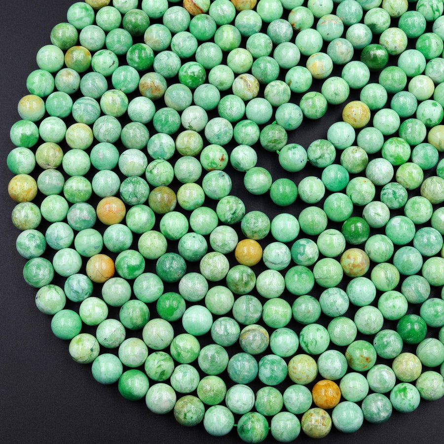 AAA Natural African Apple Variscite 4mm 6mm 8mm 10mm Round Beads 16" Strand
