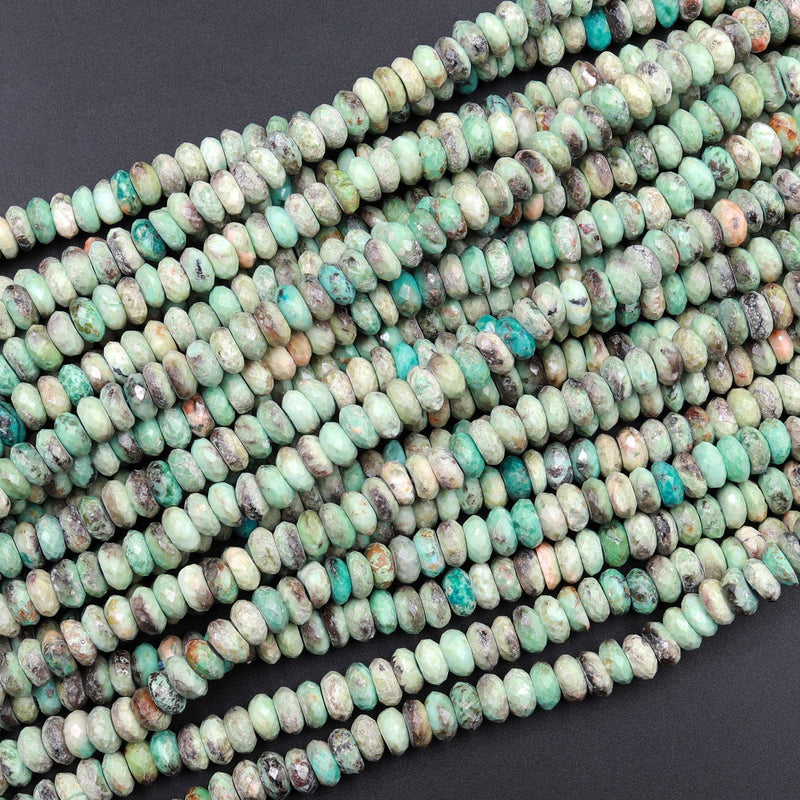 Natural Peruvian Chrysocolla Turquoise Faceted Rondelle Beads 6mm 8mm 10mm 15.5" Strand