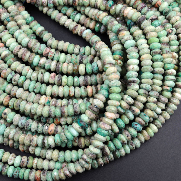 Natural Peruvian Chrysocolla Turquoise Faceted Rondelle Beads 6mm 8mm 10mm 15.5" Strand