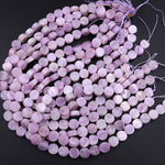 Natural Kunzite 10mm 12mm Coin Beads Vibrant Violet Purple Pink Gemstone Real Genuine Natural Kunzite 16" Strand