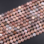 Faceted Multicolor Peach Moonstone 8mm Coin Beads Flat Disc Dazzling Facets Natural Gemstone 16" Strand