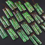 Natural Apple Green Parrot Wing Chrysocolla Rectangle Earring Pair Matched Gemstone Beads