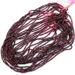 Natural Garnet Faceted 3mm Round Beads Micro Faceted Tiny Small Round Beads Diamond Cut Gemstone 15.5" Strand