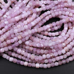 Natural Violet Purple Pink Kunzite Faceted 4mm Cube Beads Micro Faceted Laser Diamond Cut 15.5" Strand