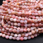 Peruvian Pink Opal 6mm 8mm Faceted Coin Beads Flat Disc Dazzling Facets Natural Gemstone 15.5" Strand