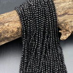AAA Genuine Natural Black Tourmaline Faceted Round Beads 2mm 3mm 4mm 5mm Micro Diamond Cut Gemstone 15.5" Strand
