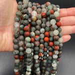 Matte Natural African Bloodstone 4mm 6mm 8mm 10mm Round Beads 15.5" Strand