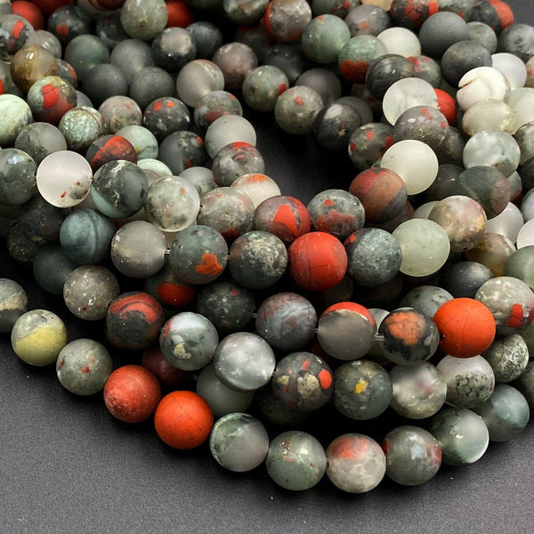 Matte Natural African Bloodstone 4mm 6mm 8mm 10mm Round Beads 15.5" Strand