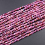 Genuine Natural Reddish Pink Ruby Gemstone Faceted 3mm 4mm 6mm Rondelle Beads 15.5" Strand