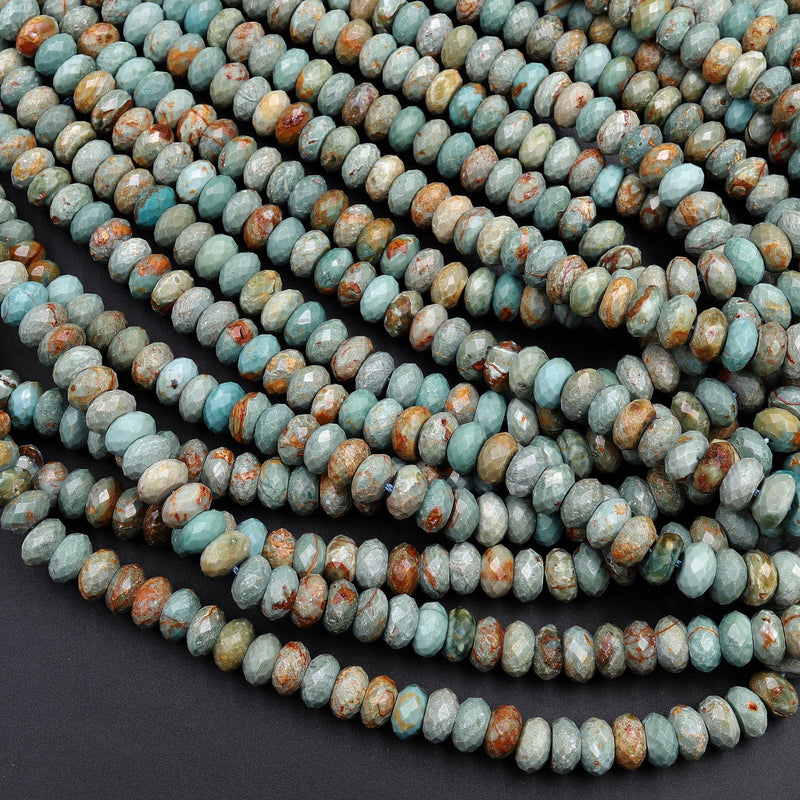 Faceted Peruvian Slate Jasper 6mm 8mm Rondelle Beads Exotic Natural Stone 15.5" Strand