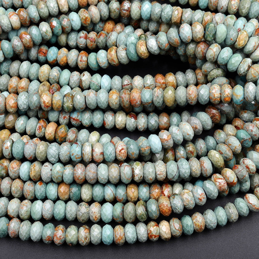 Faceted Peruvian Slate Jasper 6mm 8mm Rondelle Beads Exotic Natural Stone 15.5" Strand
