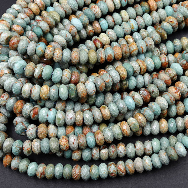 Faceted Peruvian Slate Jasper 6mm 8mm Rondelle Beads Exotic Natural Stone 15.5" Strand