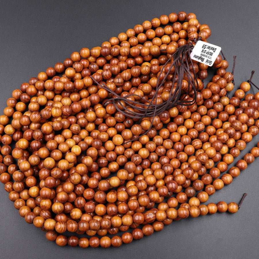 Natual Sibucao Wood Beads 6mm 8mm 10mm 12mm Round Beads AKa Redwood Pure Natural Wood For Mala Prayer Meditation Therapy 15.5&quot; Strand