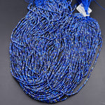 Micro Faceted Natural Blue Lapis 2mm 3mm Round Beads 15.5&quot; Strand