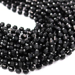 AAA Natural Black Tourmaline 8mm Beads Reddish Pink Stone Faceted Energy Prism Double Point Cut 15.5&quot; Strand