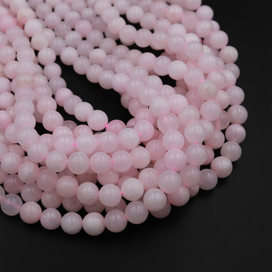 Genuine Natural Pink Mangano Calcite 6mm 8mm 10mm Smooth Round Beads From Peru 15.5&quot; Strand