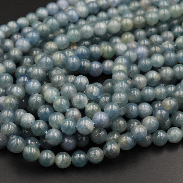 Real Genuine Natural Blue Sapphire 4mm 6mm 8mm Round Beads Gemstone From Burma 15.5&quot; Strand