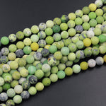 Matte Natural African Green Chrysoprase 6mm 8mm 10mm Round Beads 15.5&quot; Strand