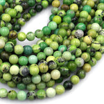 Natural African Green Chrysoprase 6mm 8mm 10mm Smooth Polished Round Beads 15.5&quot; Strand