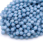 Faceted Natural Blue Angelite 8mm Beads Energy Prism Double Terminated Point Cut Aka Anhydrite Angel Stone 15.5&quot; Strand