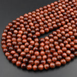 AAA Natural Red Tiger's Eye Beads Smooth Round 6mm 8mm 15.5" Strand