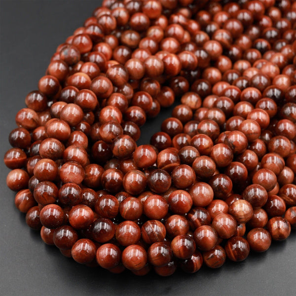 AAA Natural Red Tiger's Eye Beads Smooth Round 6mm 8mm 15.5" Strand