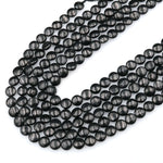 Genuine Natural Shungite 10mm 12mm Coin Beads High Quality Black Lustrous Gemstone from Russia 15.5&quot; Strand