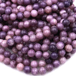 Natural Violet Purple Lepidolite 6mm 8mm 10mm Round Beads 15.5&quot; Strand