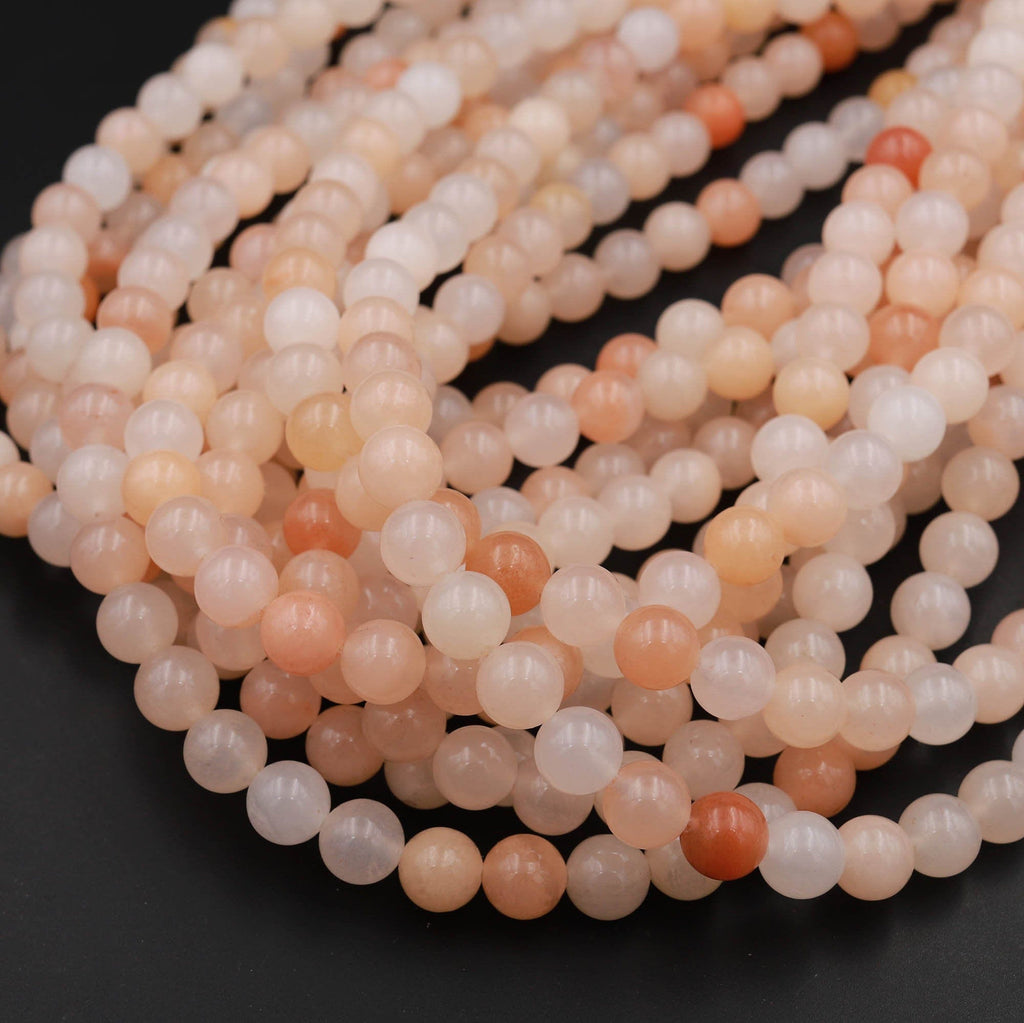 Natural Peach Aventurine Smooth Round Beads 4mm 6mm 8mm 10mm Icy Soft Pastel Pink Peach Gemstone AAA Grade 15.5&quot; Strand
