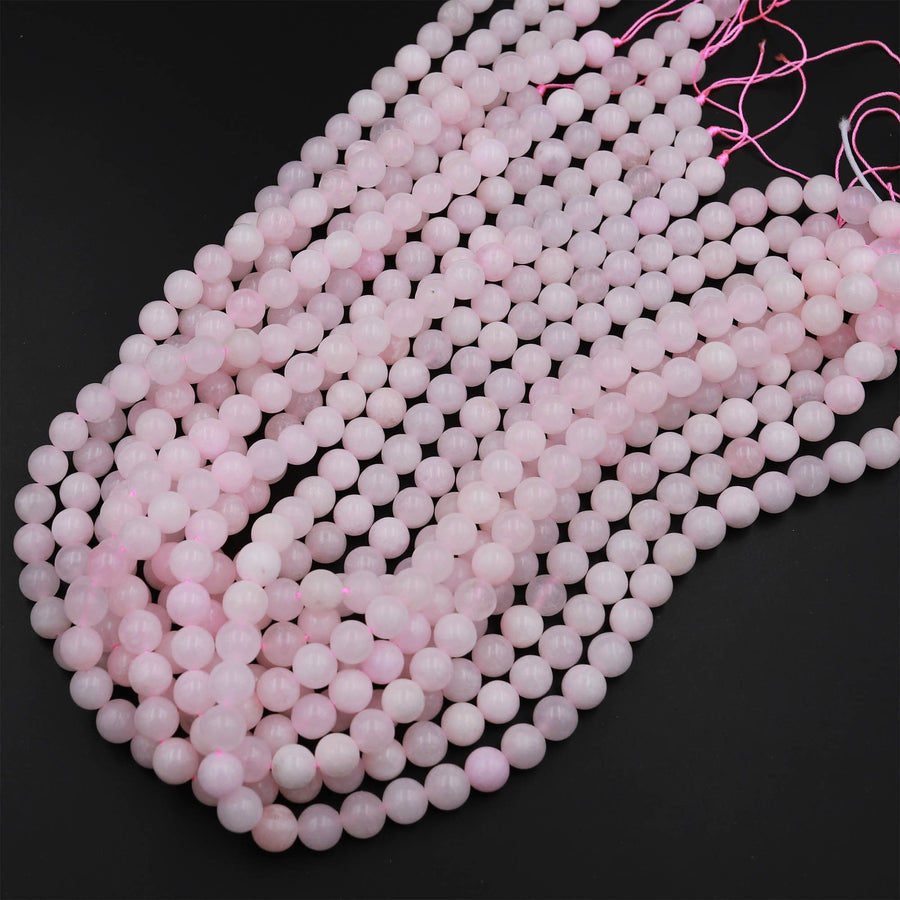 Genuine Natural Pink Mangano Calcite 6mm 8mm 10mm Smooth Round Beads From Peru 15.5&quot; Strand