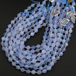 AAA Natural Blue Chalcedony 8mm 10mm Beads Faceted Energy Prism Double Terminated Point Cut 15.5&quot; Strand