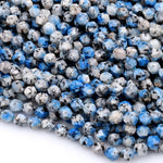 Faceted Star Cut K2 Jasper Granite 8mm Round Beads 15.5&quot; Strand