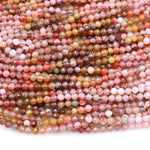 Micro Faceted Multicolor Rainbow Agate 4mm Round Beads Natural Pink Canary Green Gemstones 15.5&quot; Strand