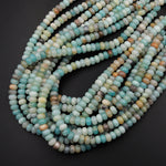 Natural Amazonite Smooth Rondelle 6x4mm 8x5mm Beads 15.5&quot; Strand