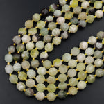 AAA Natural Snake Skin Jade 10mm Beads Faceted Energy Prism Double Terminated Point Cut 15.5&quot; Strand