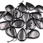 Hand Cut Genuine Natural Shungite Teardrop Pendant High Quality Black Lustrous Gemstone from Russia