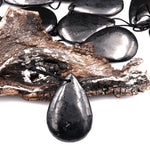 Hand Cut Genuine Natural Shungite Teardrop Pendant High Quality Black Lustrous Gemstone from Russia