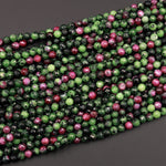 Faceted Natural Ruby Zoisite 6mm Round Beads 15.5&quot; Strand