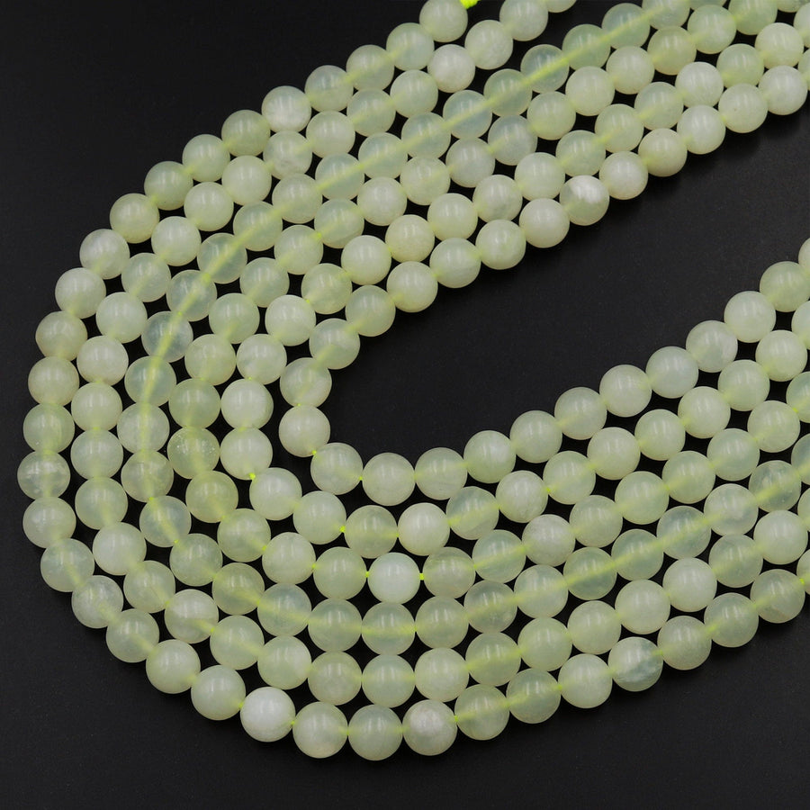 Natural Yellow Green Serpentine Jade Round Beads 6mm 8mm Natural Jade 15.5&quot; Strand