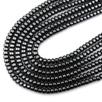 Natural Black Hematite Smooth Rondelle beads 4mm 6mm 8mm Heishi 15.5&quot; Strand