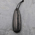 Hand Cut Genuine Natural Shungite Long Teardrop Pendant High Quality Black Lustrous Gemstone from Russia