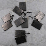 Hand Cut Genuine Natural Shungite Rectangle Earring Pair Pendant High Quality Black Lustrous Gemstone from Russia