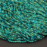 Natural Turquoise 3mm Faceted Round Beads Real Genuine Bright Blue Green Turquoise Micro Diamond Cut 15.5&quot; Strand